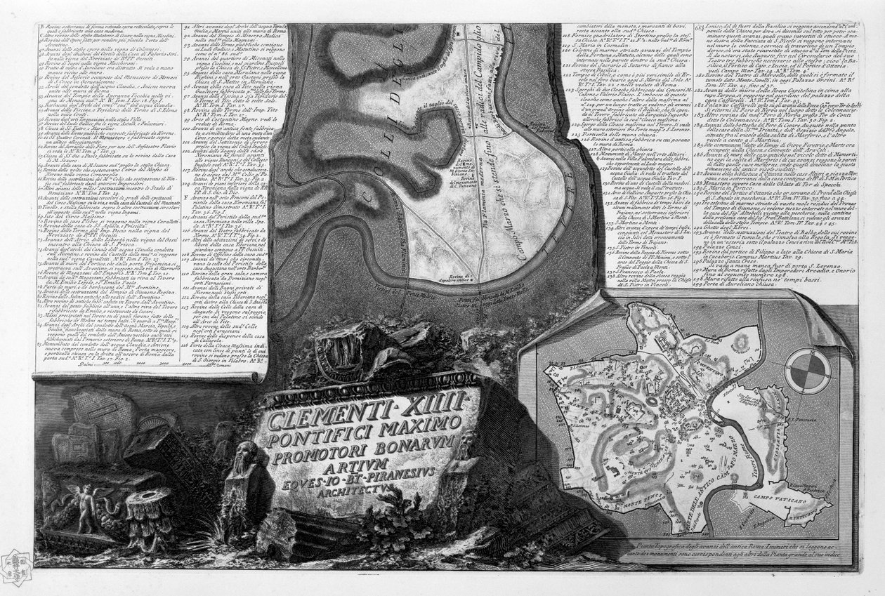 Kart over Roma, del. 2 av Giovanni Battista Piranesi