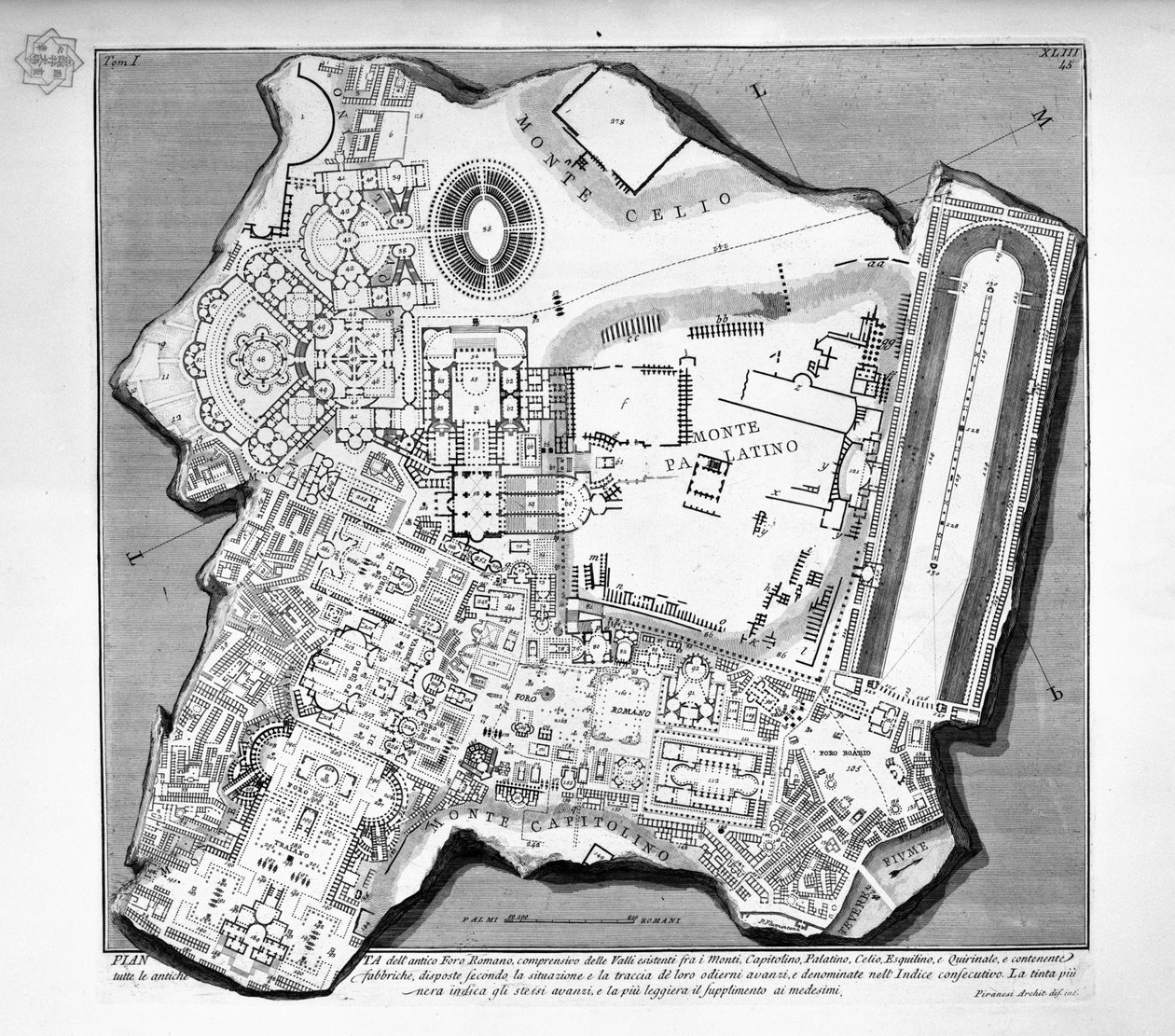 Kart over Forum Romanum av Giovanni Battista Piranesi