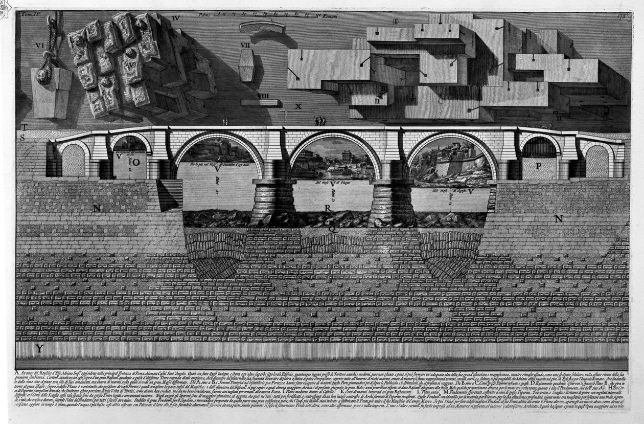 Mausoleum av Hadrian (del av tav.) av Giovanni Battista Piranesi