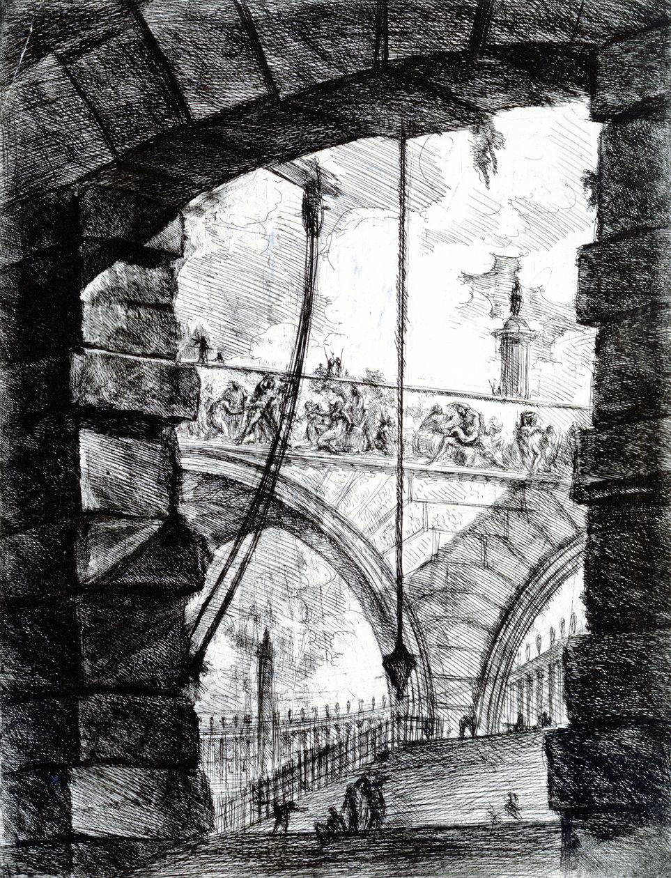 Plate 4 fra Carceri-serien, 1761 av Giovanni Battista Piranesi