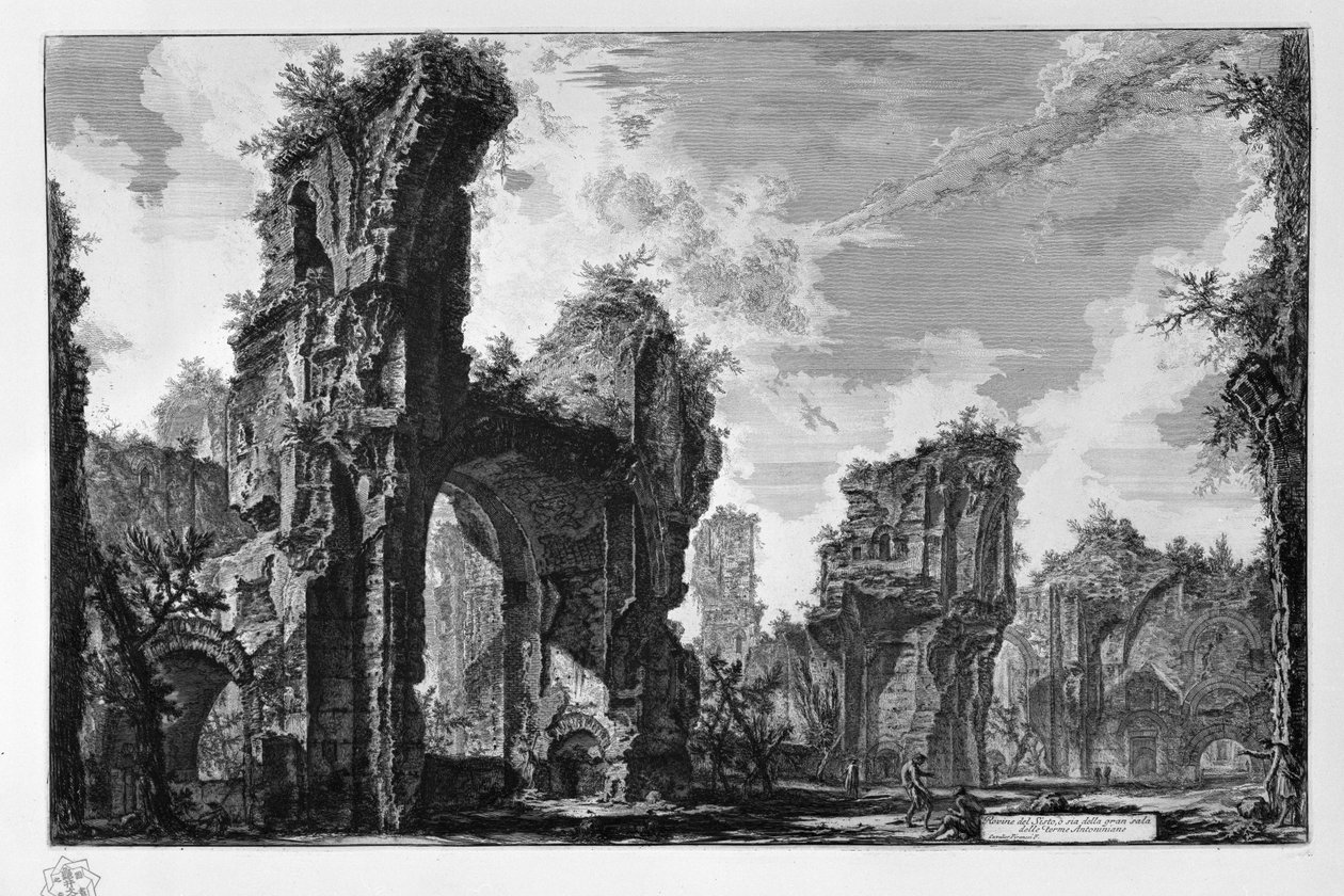 Ruiner av Sisto, eller begge deler av den store salen til Antoninian Baths av Giovanni Battista Piranesi