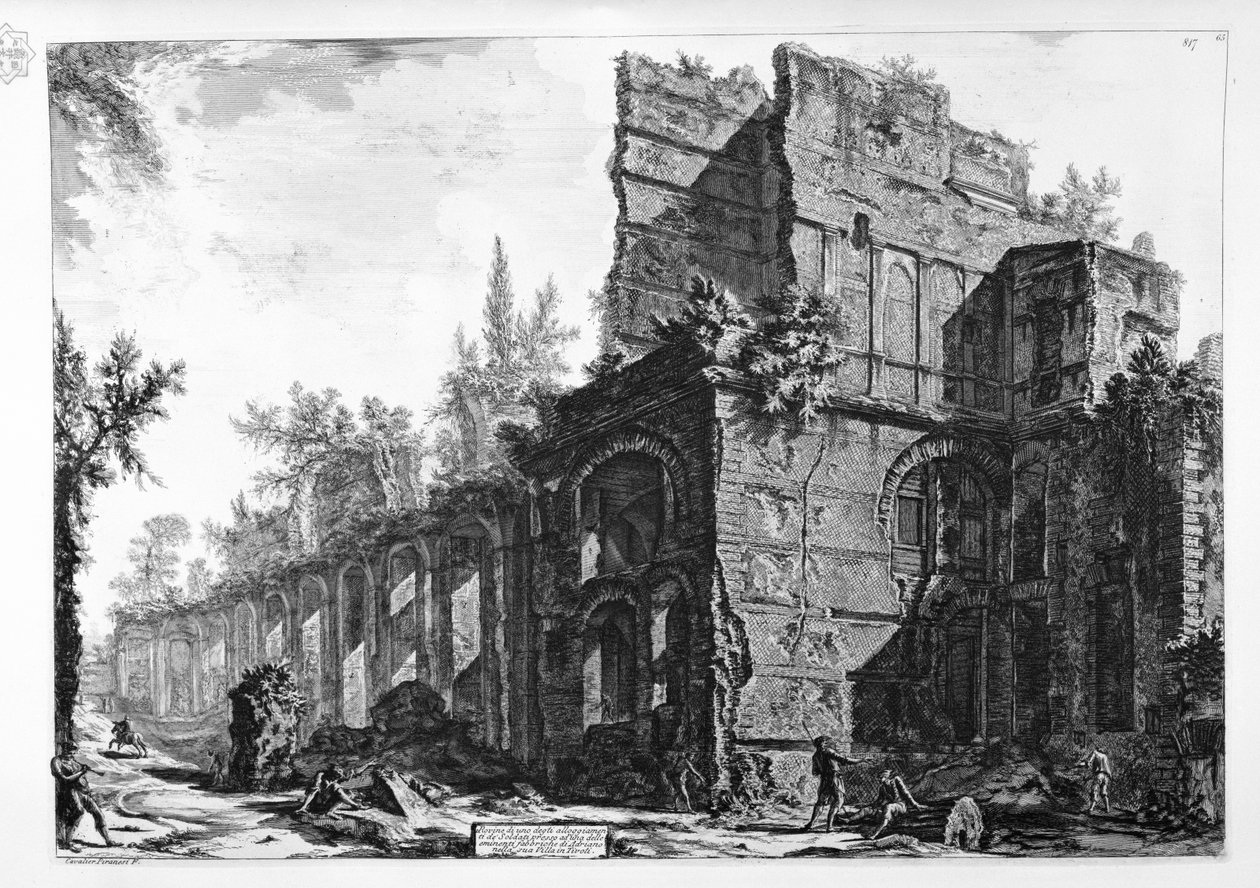 Ruiner av en av soldatene ved en av Hadrians fremtredende fabrikker i villaen hans i Tivoli av Giovanni Battista Piranesi