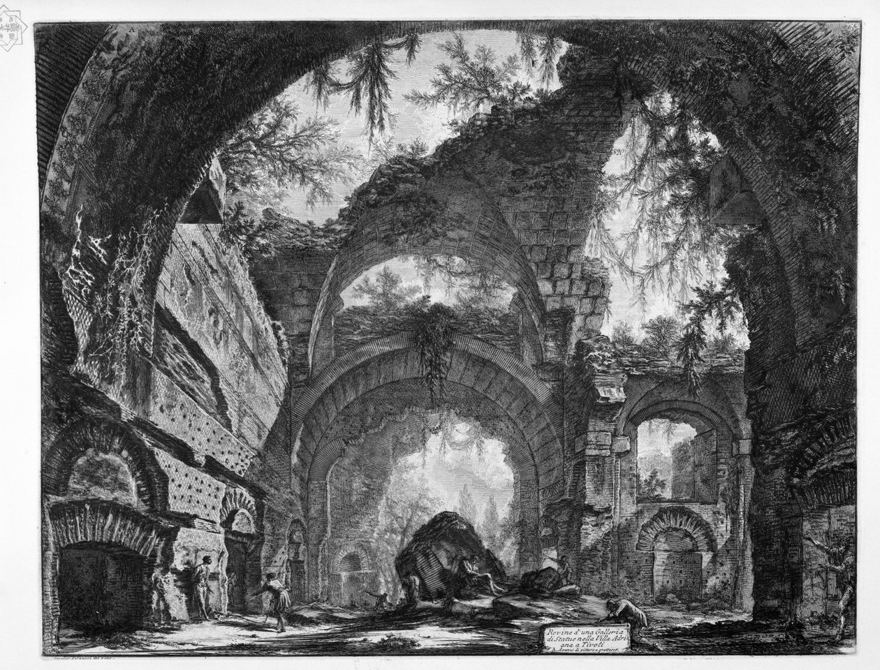 Ruiner av et galleri av statuer i Hadrians villa i Tivoli av Giovanni Battista Piranesi