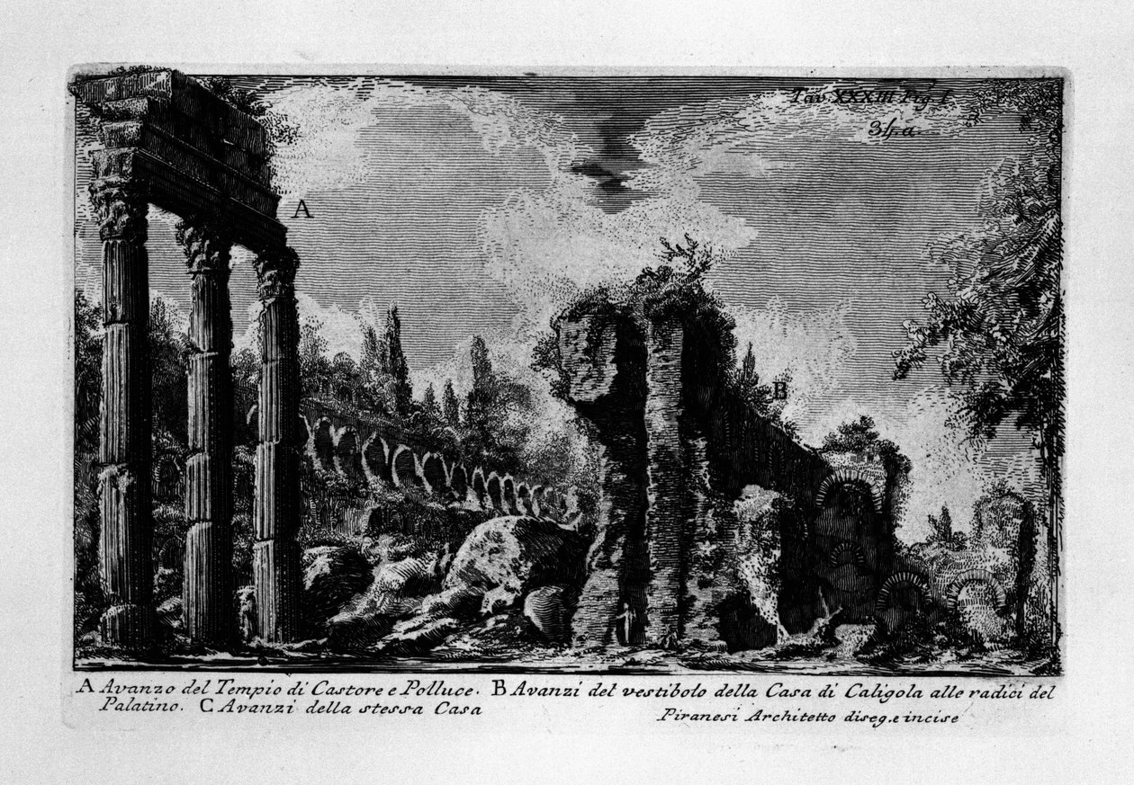 Castor og Pollux -tempelet, Roma av Giovanni Battista Piranesi