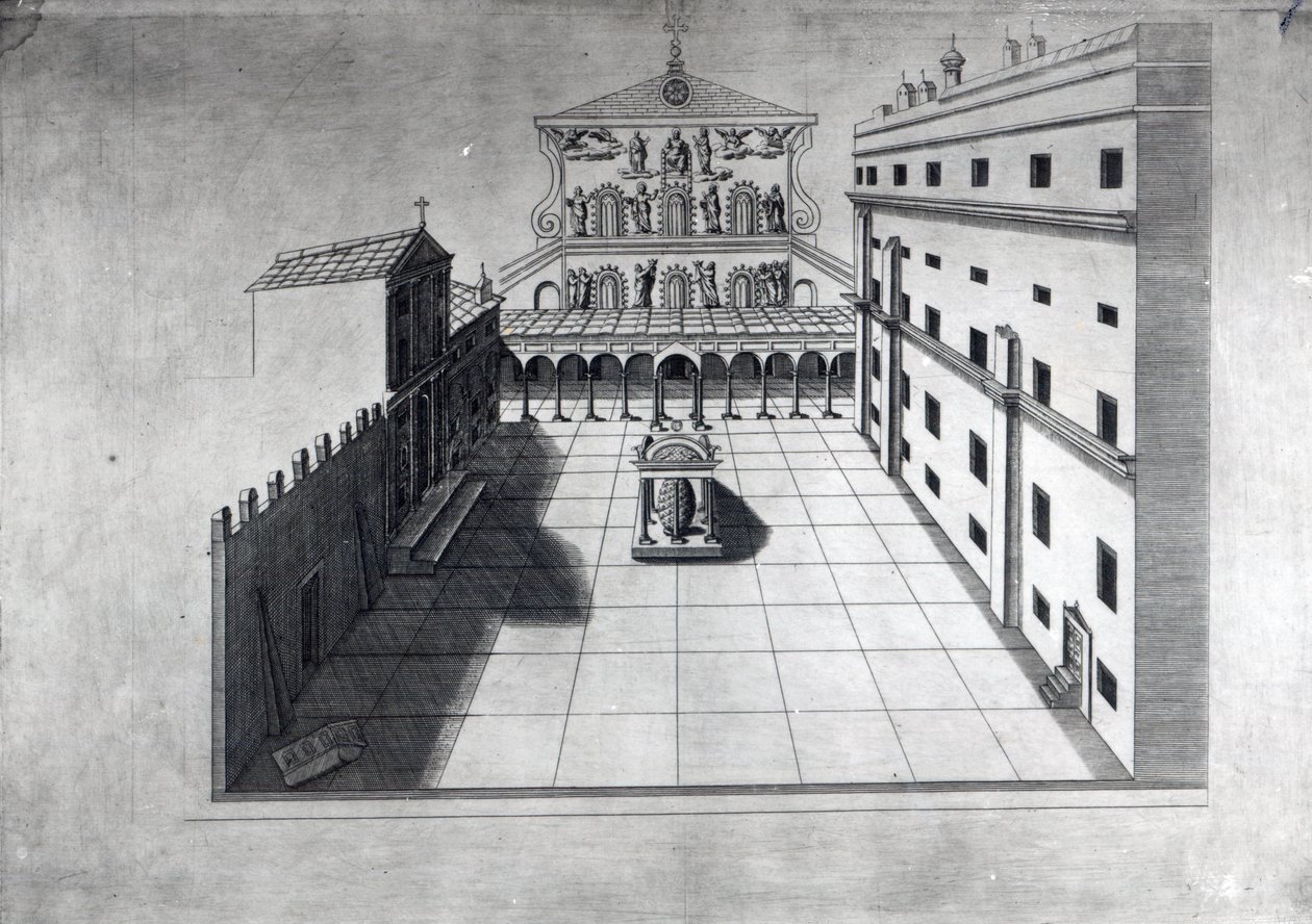 Belvedere-domstolen i gamle St. Peters Roma av Giovanni Battista Piranesi