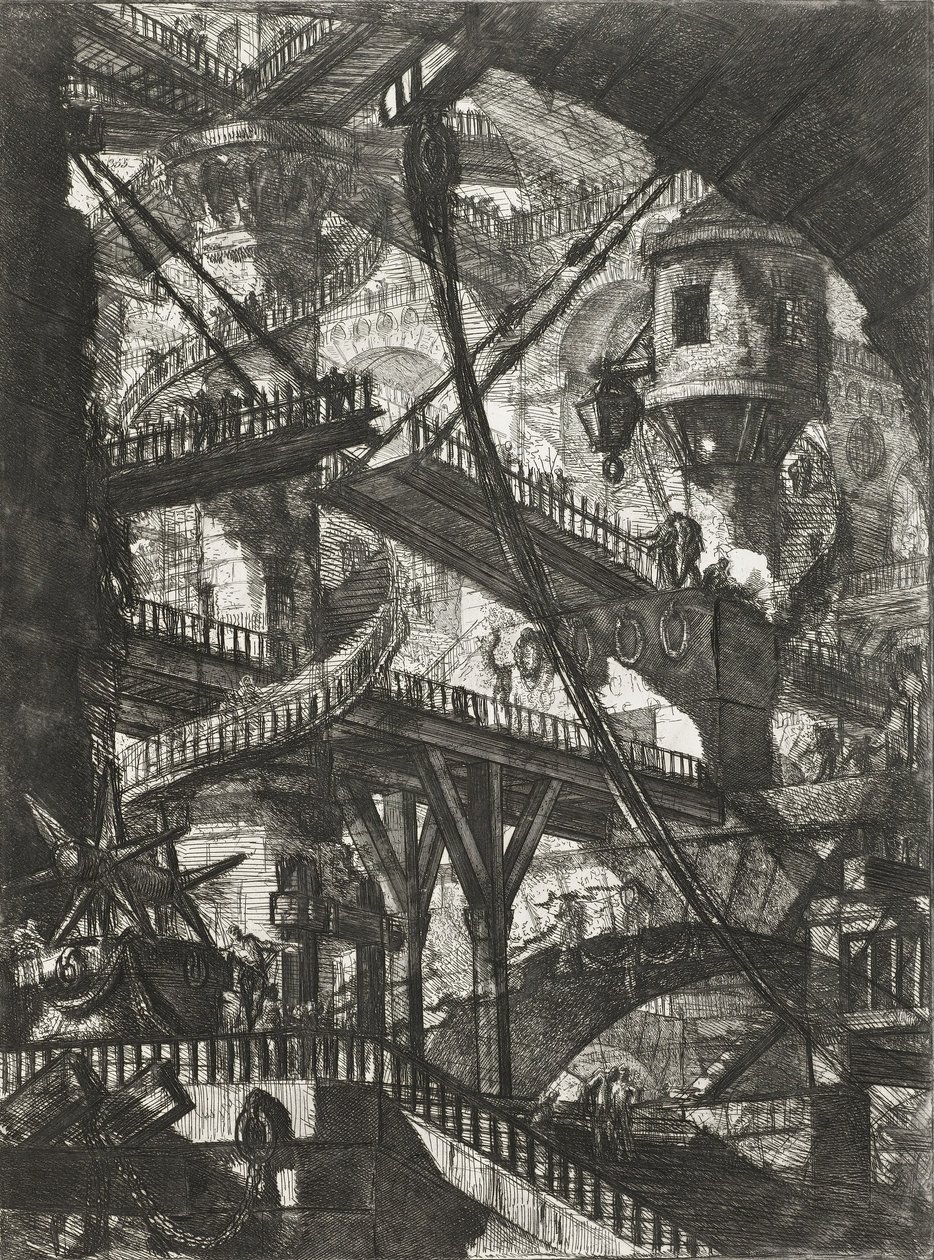Drawbridge, plate VII fra serien Carceri dInvenzione av Giovanni Battista Piranesi