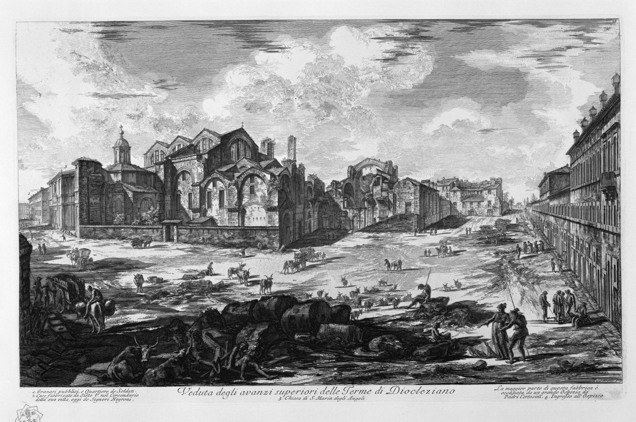 Utsikt over de øvre restene av Baths of Diocletian av Giovanni Battista Piranesi