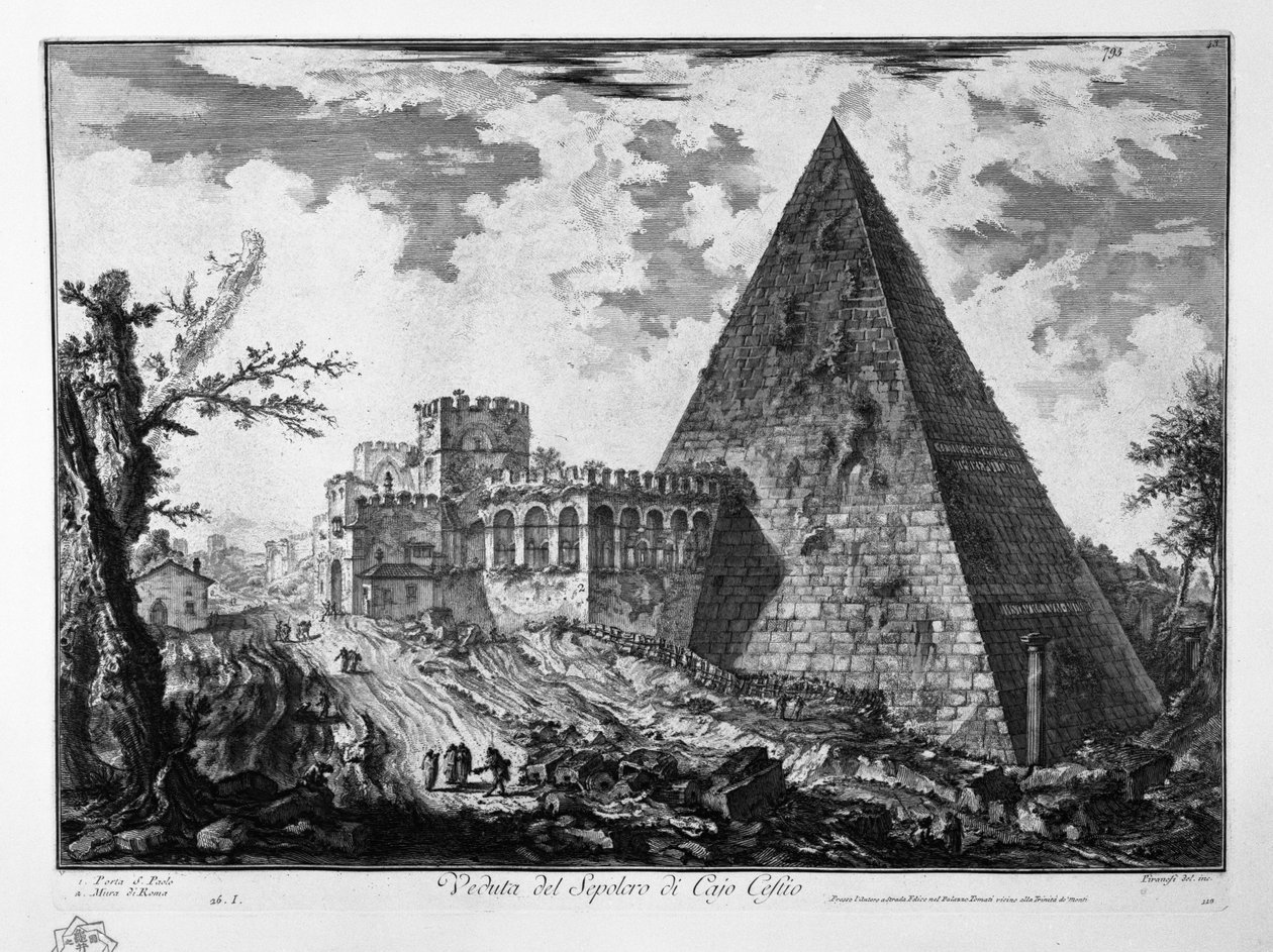 Utsikt over graven til Cajo Cestio av Giovanni Battista Piranesi