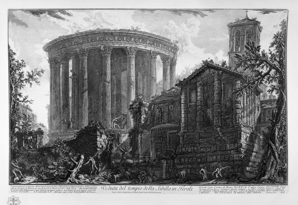 Utsikt over sibylens tempel i Tivoli av Giovanni Battista Piranesi