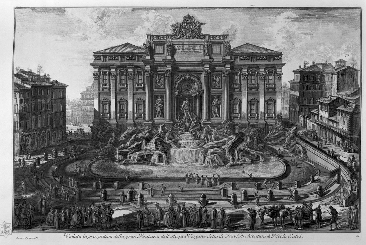 Perspektiv utsikt over den store Fontana dell