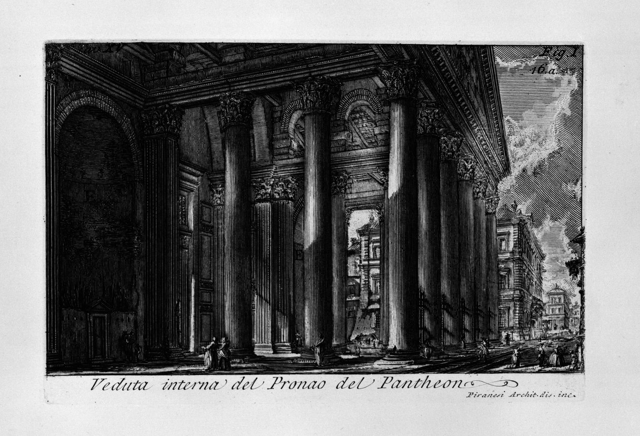 Intern visning av Pantheons Pronaos av Giovanni Battista Piranesi