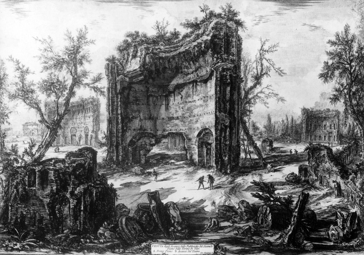 Utsikt over Trajans bad, fra 'Views of Rome'-serien, ca. 1760 av Giovanni Battista Piranesi