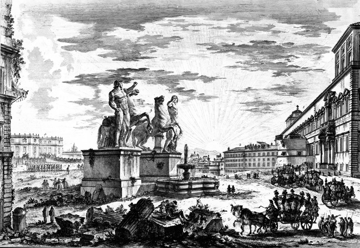 Utsikt over Piazza di Monte Cavallo eller Piazza del Quirinale, fra 
