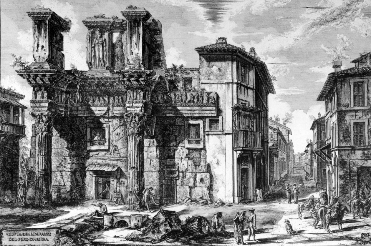 Utsikt over restene av Forum of Nerva, fra serien "Views of Rome", 1758 av Giovanni Battista Piranesi