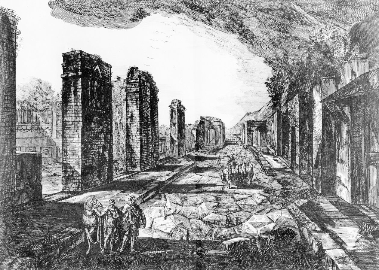Utsikt over tavernaen i Pompeii med Priapus-butikkskiltet, fra 
