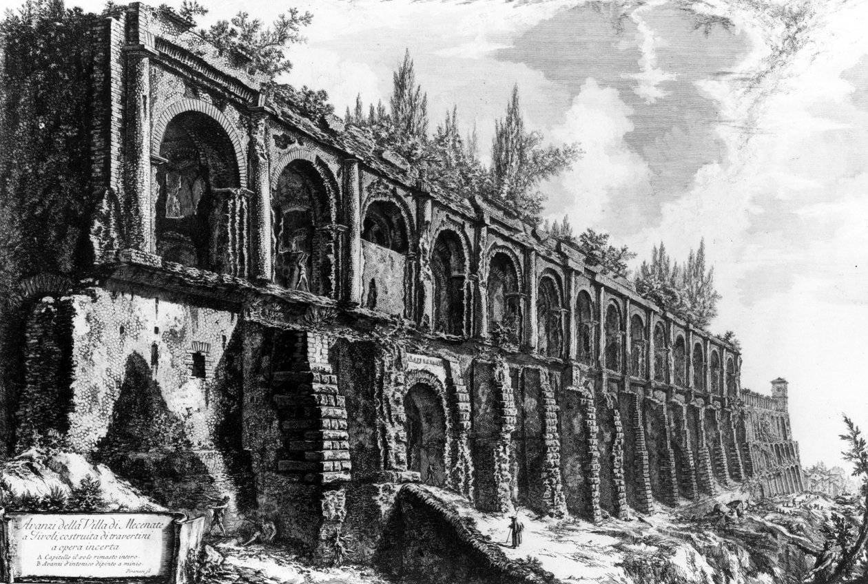 Utsikt over Villa of Maecenas i Tivoli, fra 