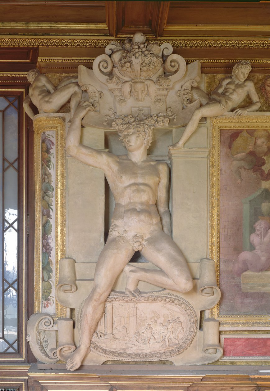 Maskulin figur fra Galleriet til Francois I (1494-1547) 1535-40 (stukk) av Giovanni Battista Rosso Fiorentino