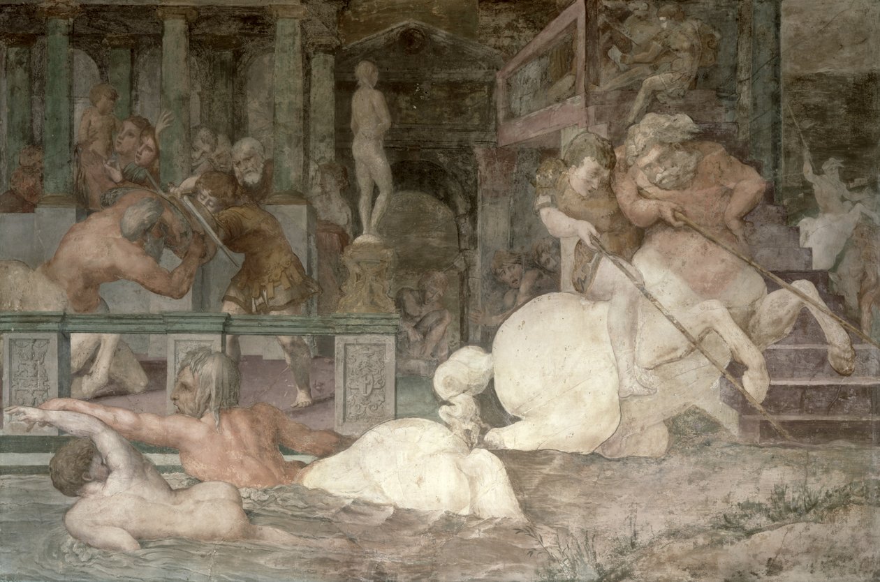 The Education of Achilles, detalj av det dekorative opplegget i Gallery of Francis I, 1530-40 (se også 105682) av Giovanni Battista Rosso Fiorentino