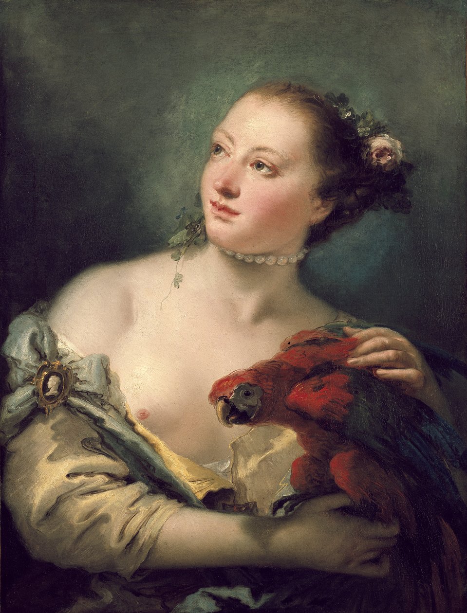 En ung kvinne med en ara, 1700-tallet av Giovanni Battista Tiepolo