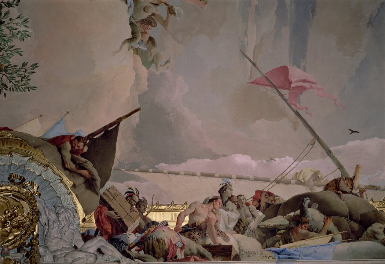 Amerika, detalj fra The Glory of Spain II, fra Throne Rooms tak, 1764 (se også 61757, 62096, 62340) av Giovanni Battista Tiepolo