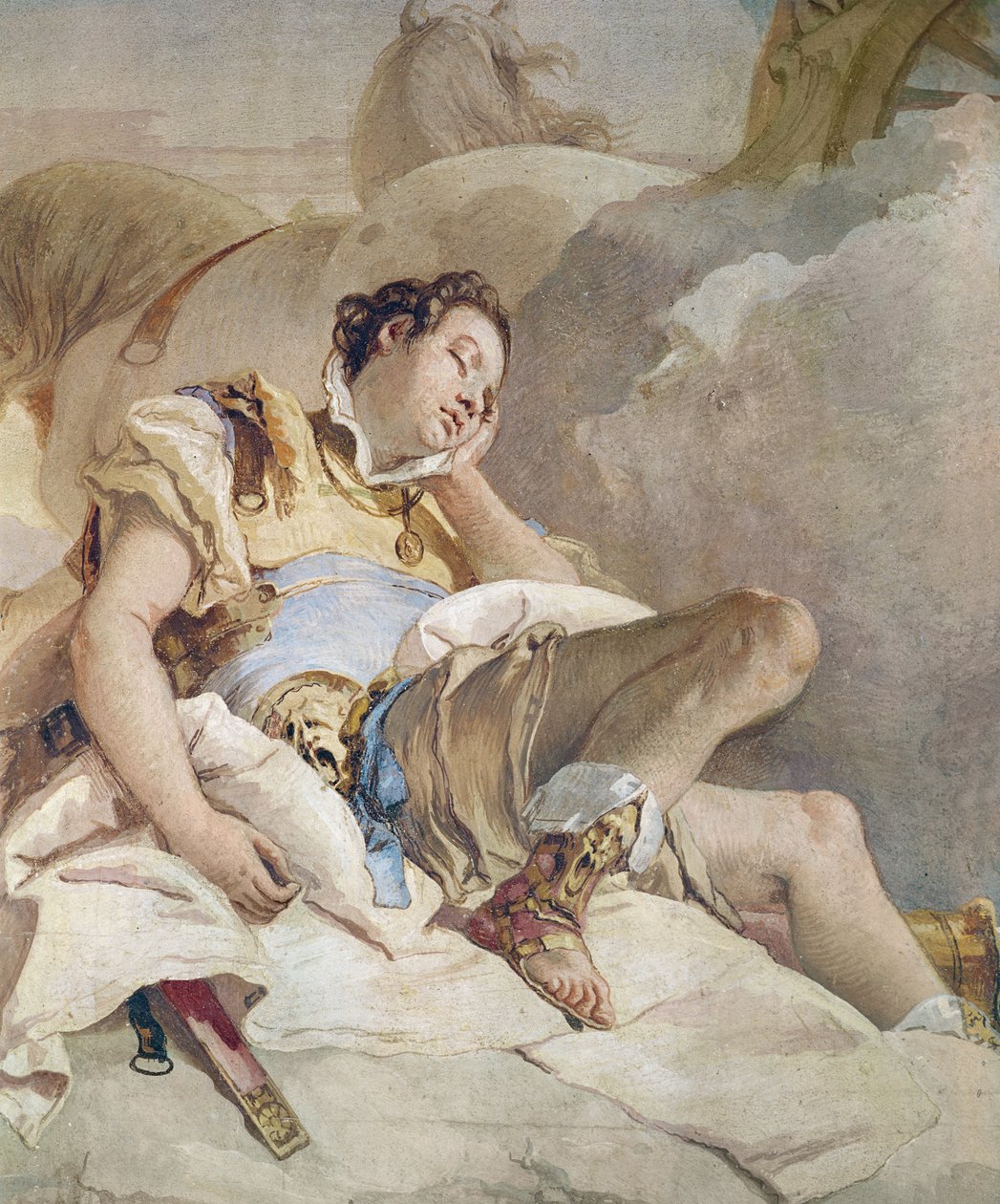 Armida Adbacting the Sleeping Rinaldo, detalj av Rinaldo, fra 