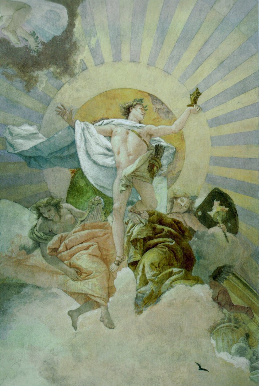 Takfresko i trapphuset til Würzburg Residence, gudernes nordlige himmel, detaljer av Giovanni Battista Tiepolo