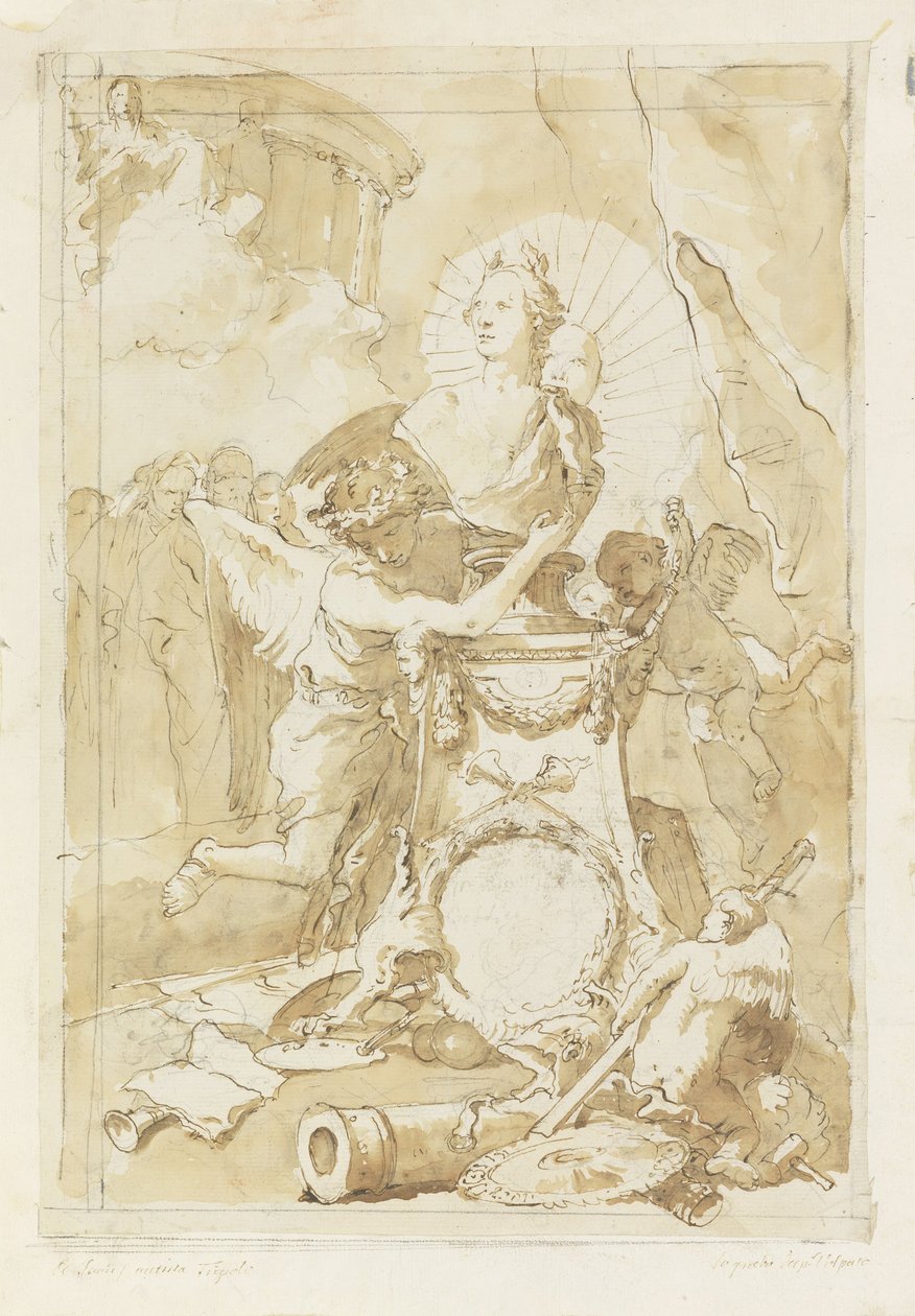 Design for dedikasjonsside til Charles III av Spania og de to siciliene av Giovanni Battista Tiepolo