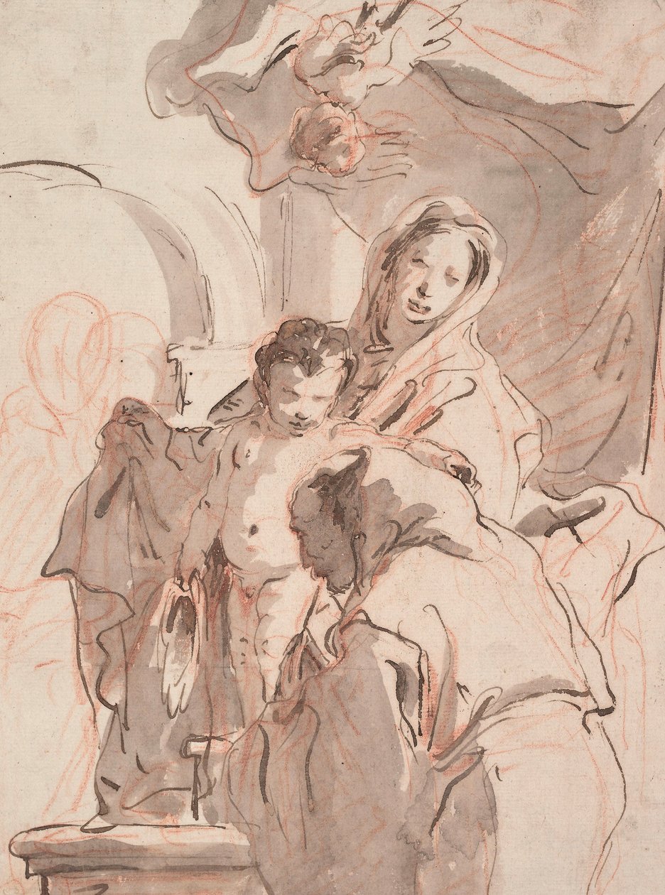 Madonna og barn med Saint, ca. 1750-1760 av Giovanni Battista Tiepolo
