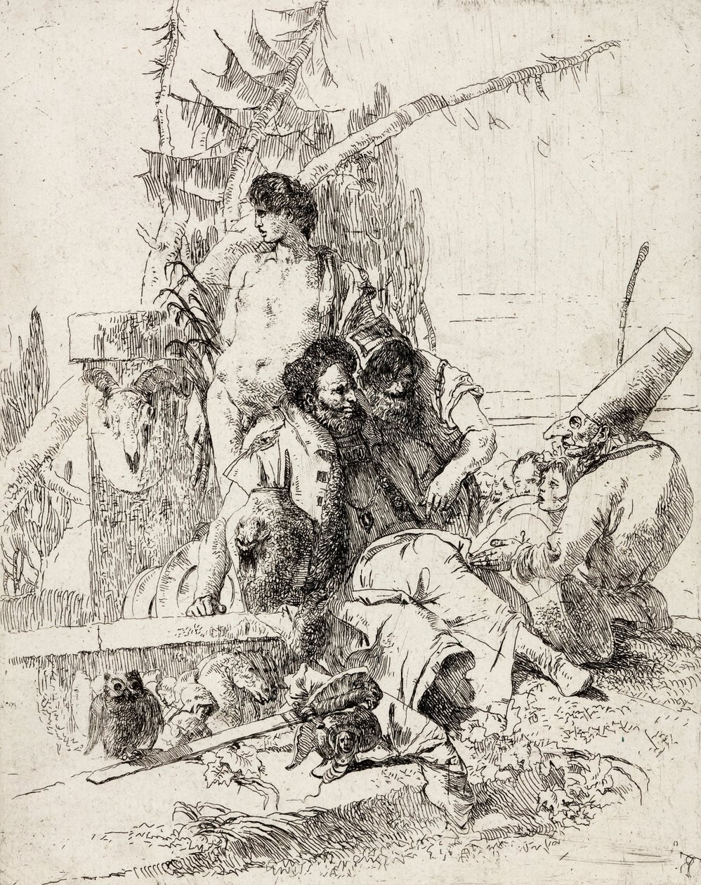 Punchinello gir råd av Giovanni Battista Tiepolo