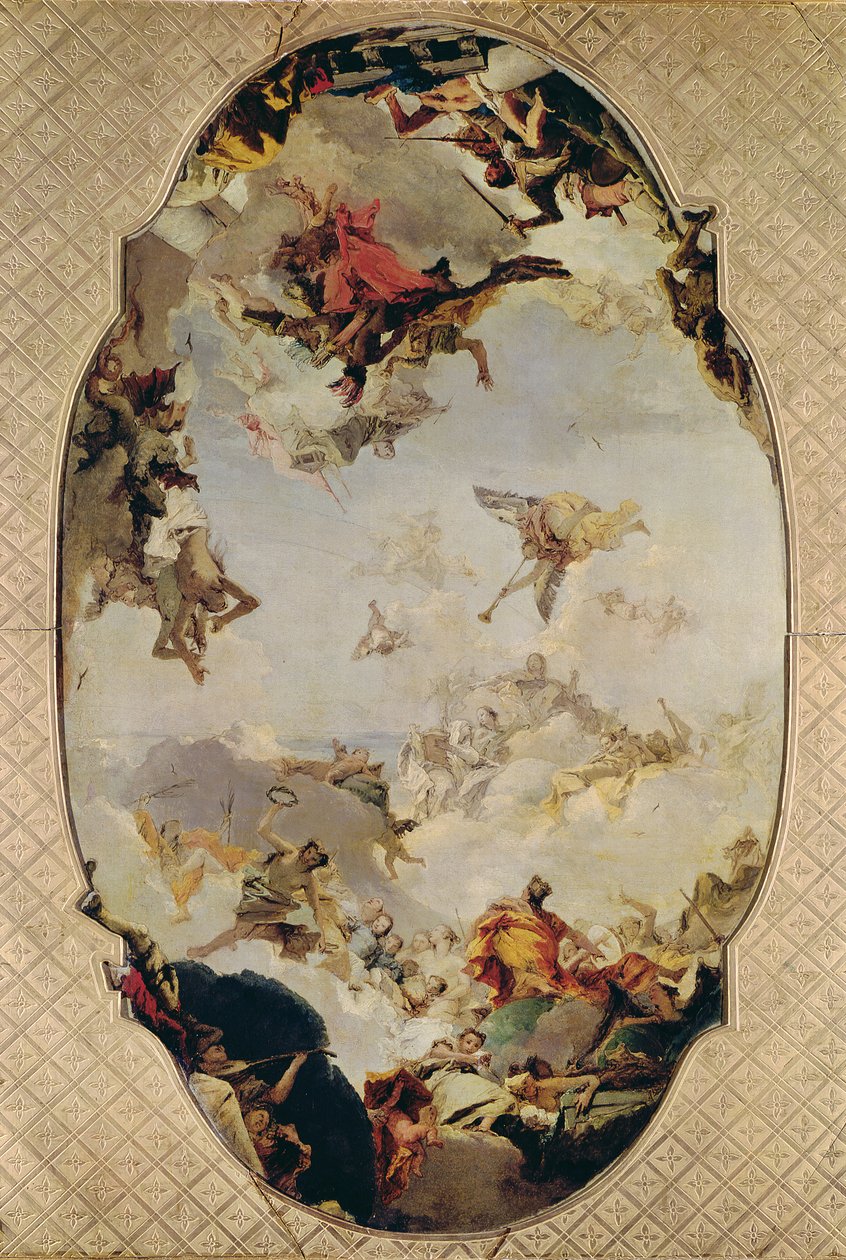 Skisse for The Apotheosis of the Pisani Family, 1760 (se også 145074) av Giovanni Battista Tiepolo