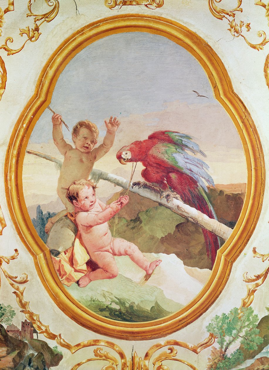 To putti leker med en papegøye av Giovanni Battista Tiepolo