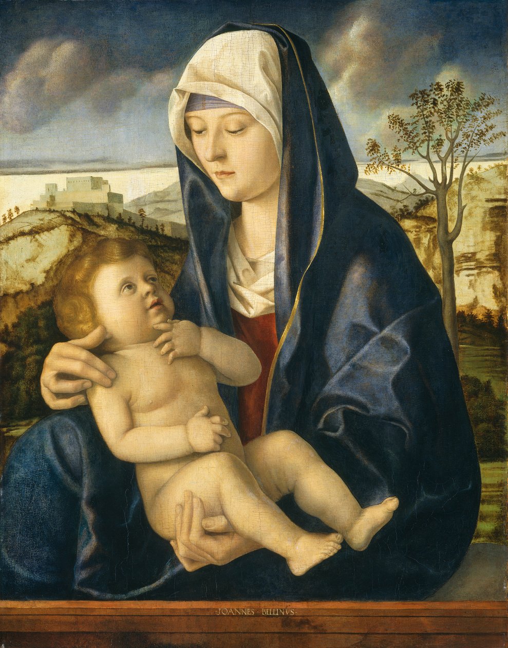 Madonna og barn i et landskap, ca. 1490-1500 av Giovanni Bellini
