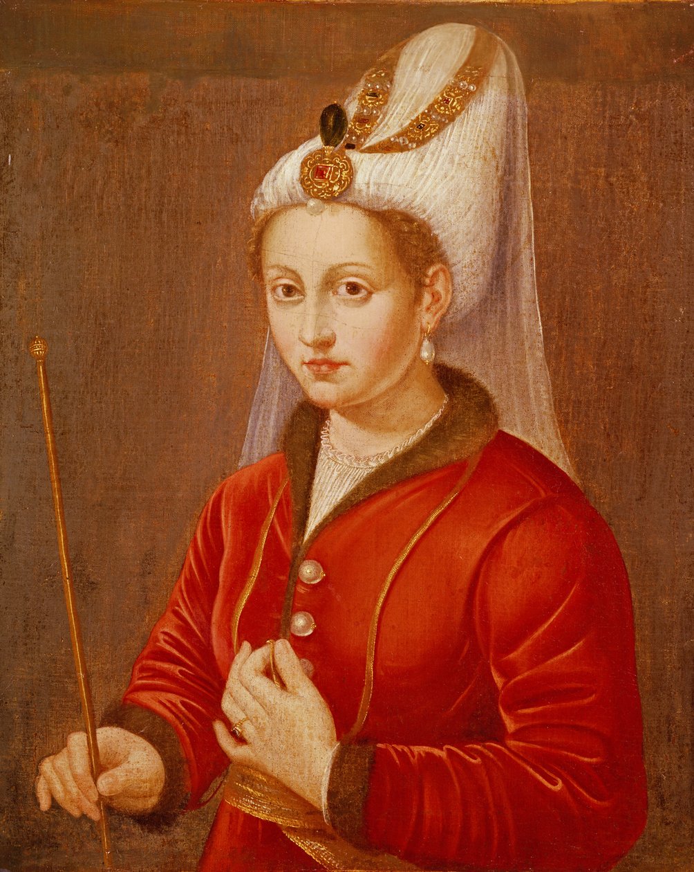Portrett antas å være Catherine Cornaro, dronning av Kypros, ca. 1470 av Giovanni Bellini