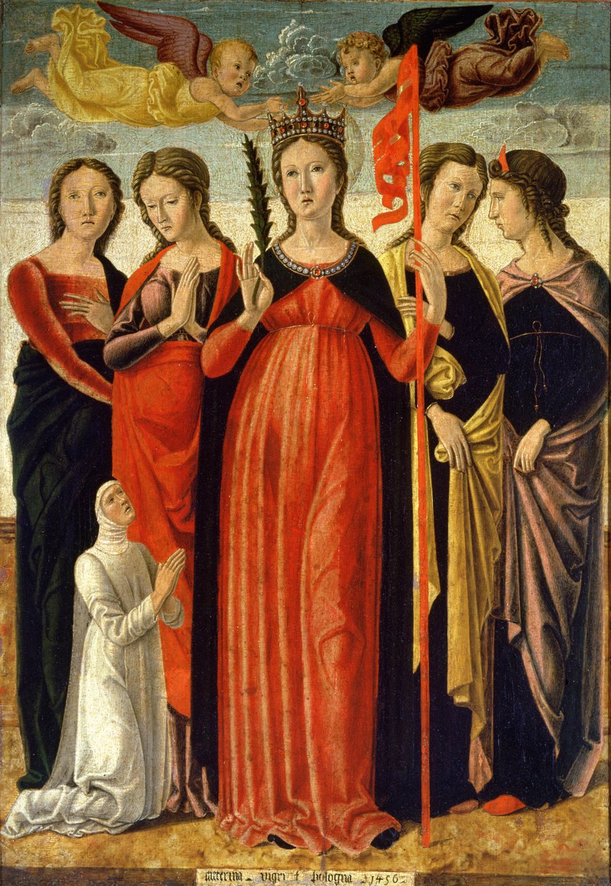St. Ursula og fire hellige (tempera på panel) av Giovanni Bellini