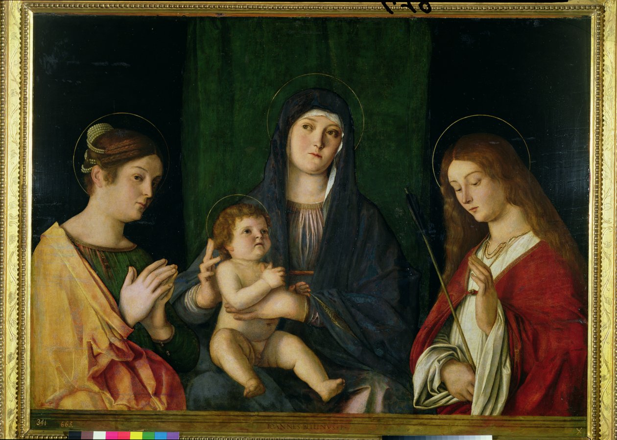 Jomfruen og barnet med St. Catherine og St. Ursula, ca. 1490 av Giovanni Bellini