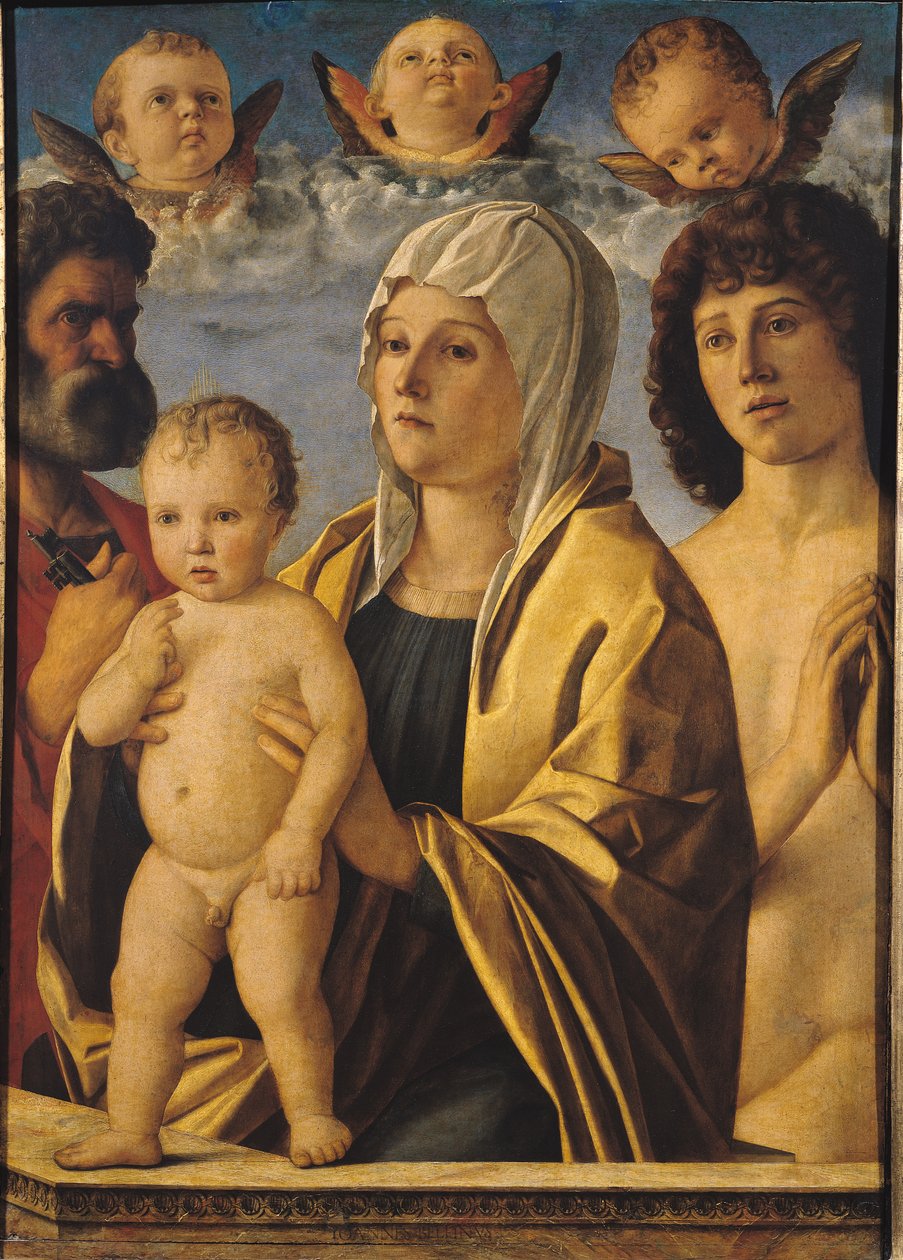 Jomfruen og barnet med St. Peter og St. Sebastian, ca. 1487 av Giovanni Bellini