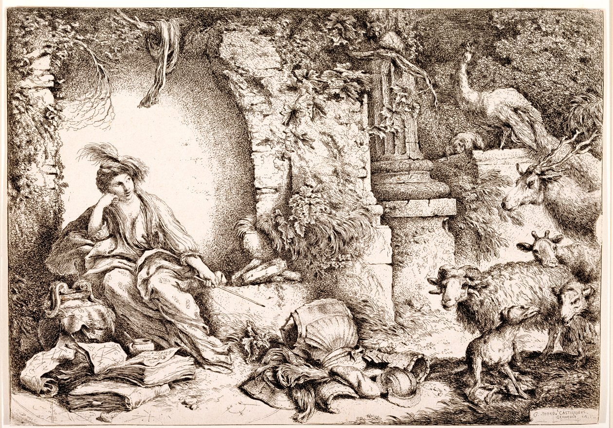 Circe Changing Ulysses Men into Beasts, ca. 1650-1651 av Giovanni Benedetto Castiglione