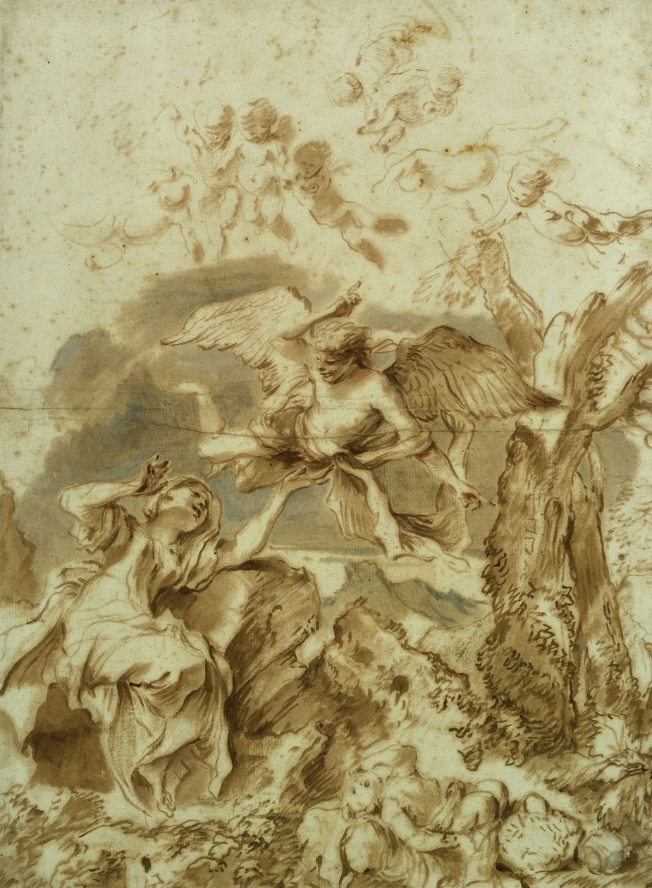 Hagar og Ismael i villmarken av Giovanni Benedetto Castiglione