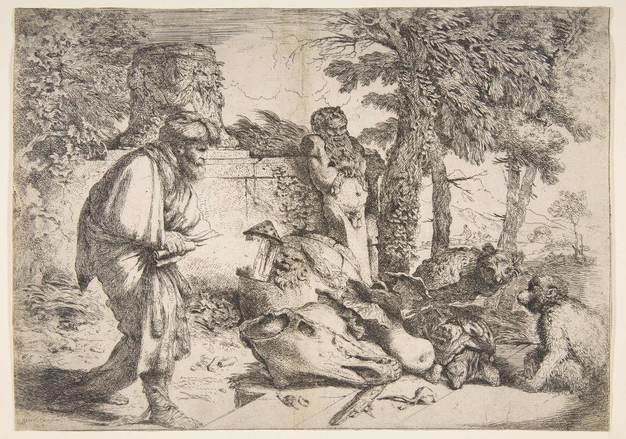 Filosofen Diogenes på jakt etter en ærlig mann av Giovanni Benedetto Castiglione