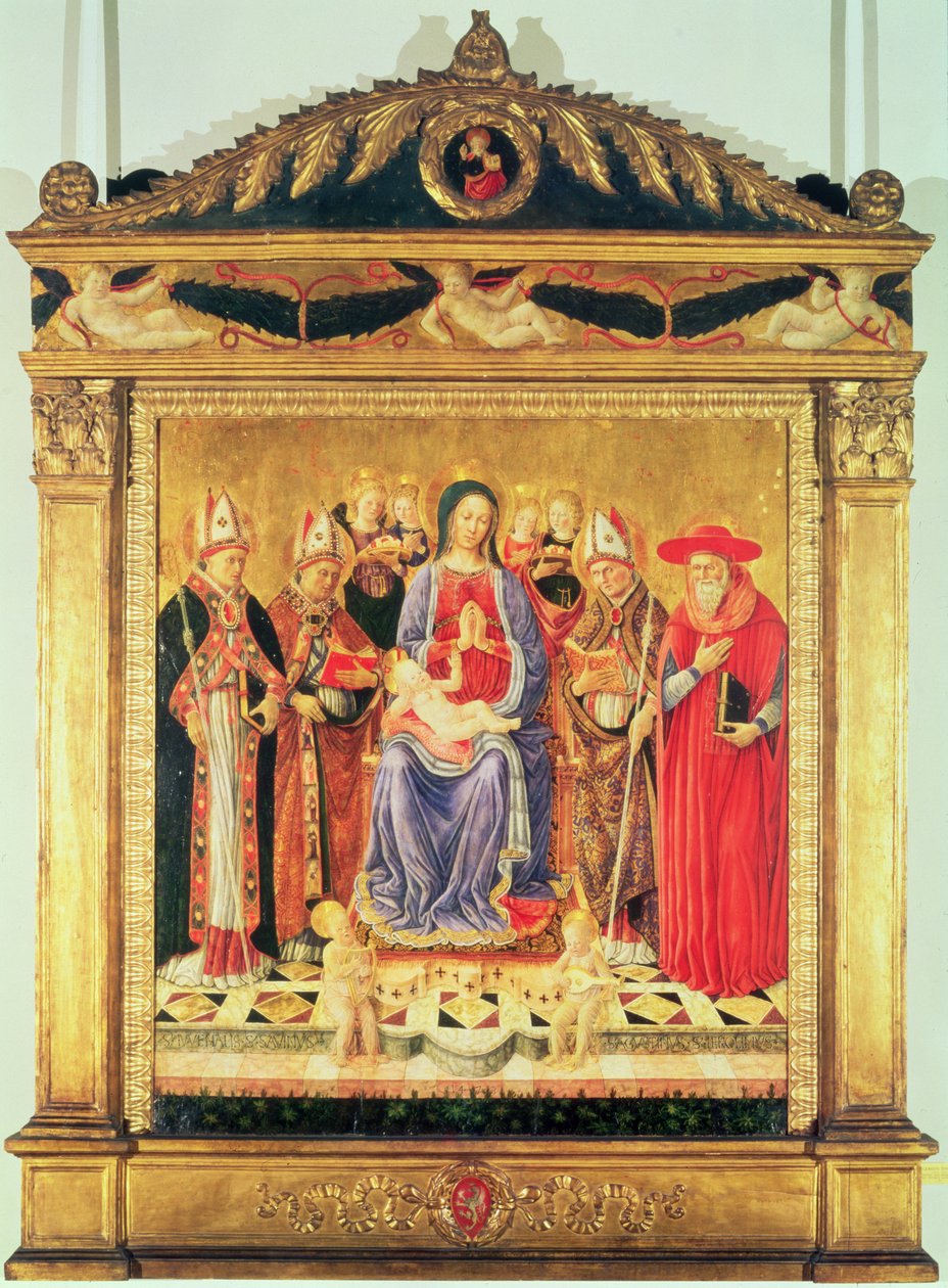 Jomfruen og barnet tronet med hellige av Giovanni Boccati or Boccatto