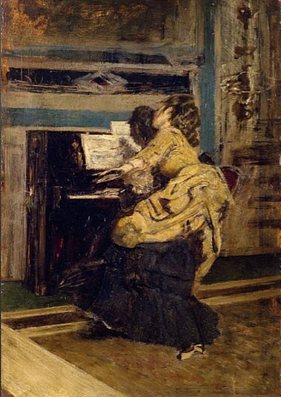 Gentleman at the Piano German: Man at the Piano Polski: Mezczyzna przy pianinie av Giovanni Boldini