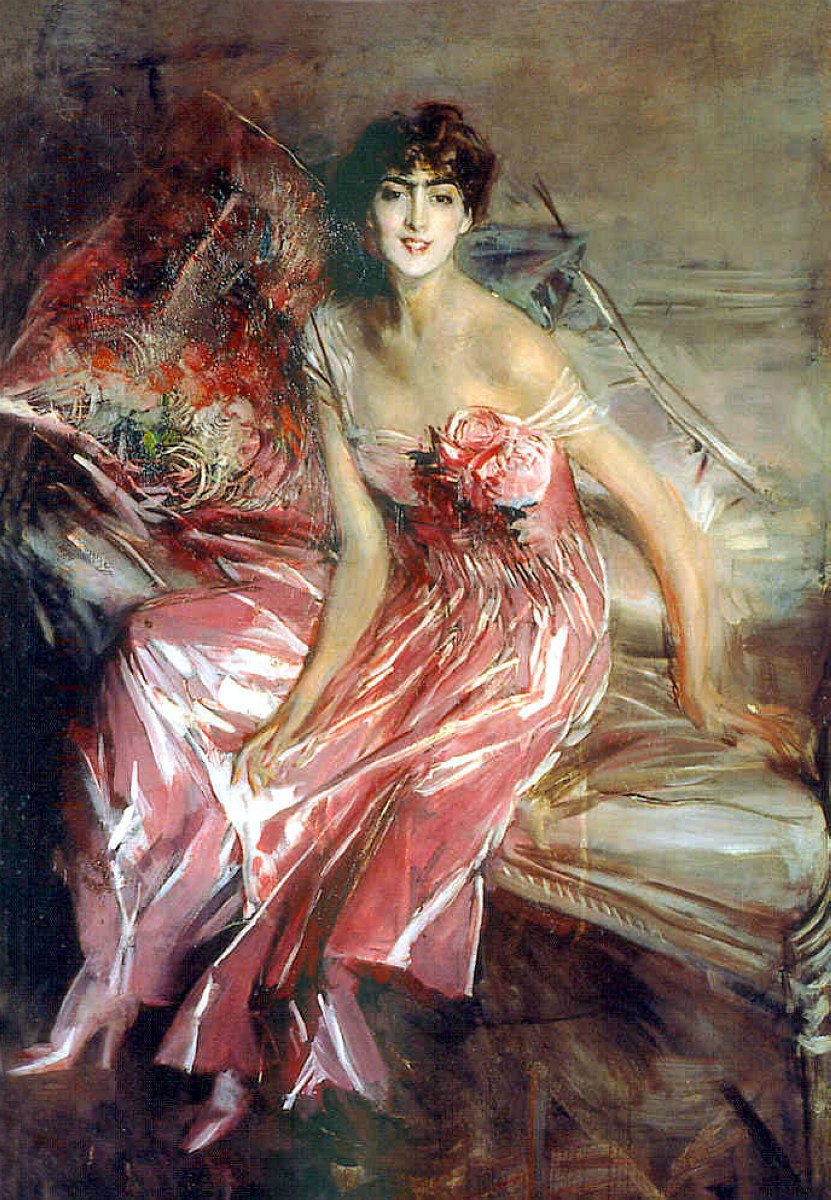 Lady in RosenDeutsch: Frau in RosanPolski: Woman in rozun av Giovanni Boldini