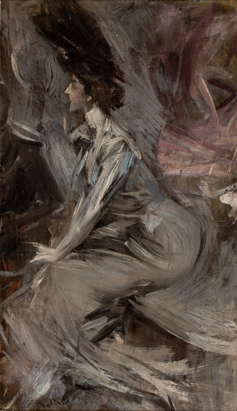 Sitting Lady The Talk Engelsk: Lady Sitting The Talk av Giovanni Boldini