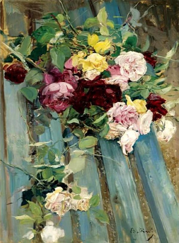 Stilleben med RosenTysk: Stillleben mit RosennPolski: Martwa natura z rozan av Giovanni Boldini