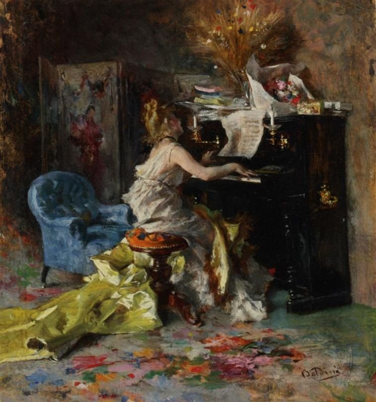 Woman at the Piano Deutsch: Frau am Klavier Polski: Woman at the piano av Giovanni Boldini