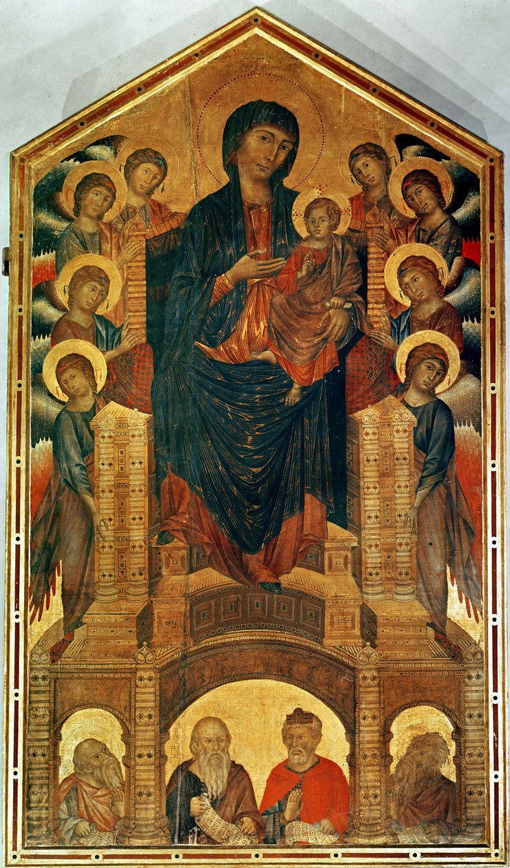 Madonna and Child Enthroned, ca. 1280-85 (tempera på panel) (se også 33478) av Giovanni Cimabue
