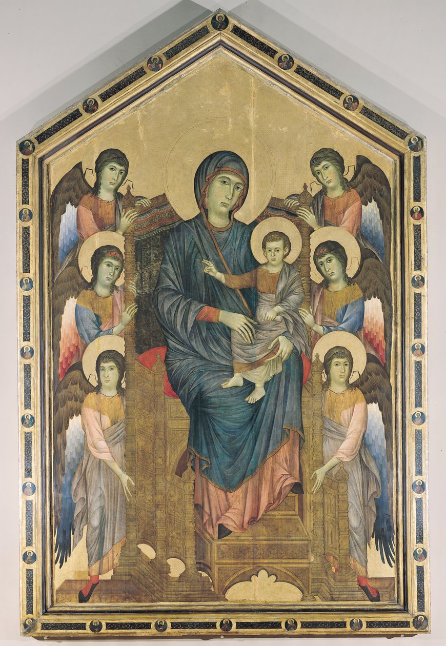 Jomfruen og barnet i Majestet omgitt av seks engler, ca. 1270 av Giovanni Cimabue