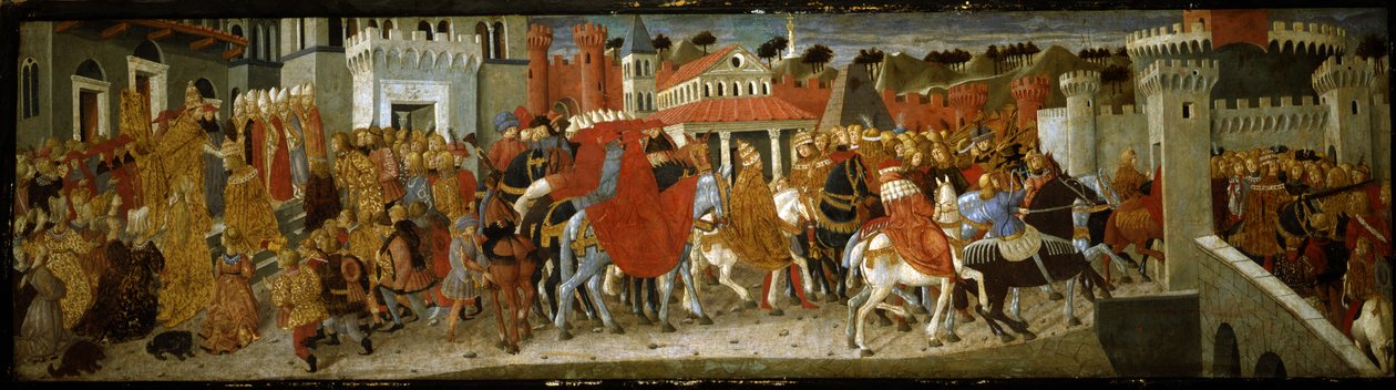 Scener fra kroningen av keiser Frederick III i Roma (tempera på panel) av Giovanni Di Ser Giovanni Guidi