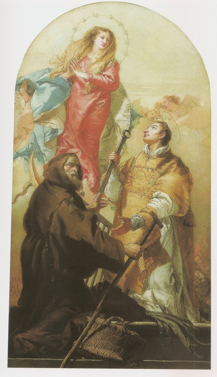 The Virgin in Glory med San Lorenzo og San Francesco di Paola av Giovanni Domenico Tiepolo