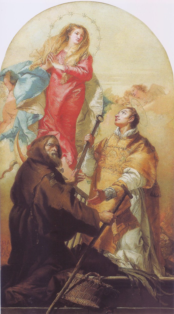 The Virgin in Glory med San Lorenzo og San Francesco di Paola av Giovanni Domenico Tiepolo
